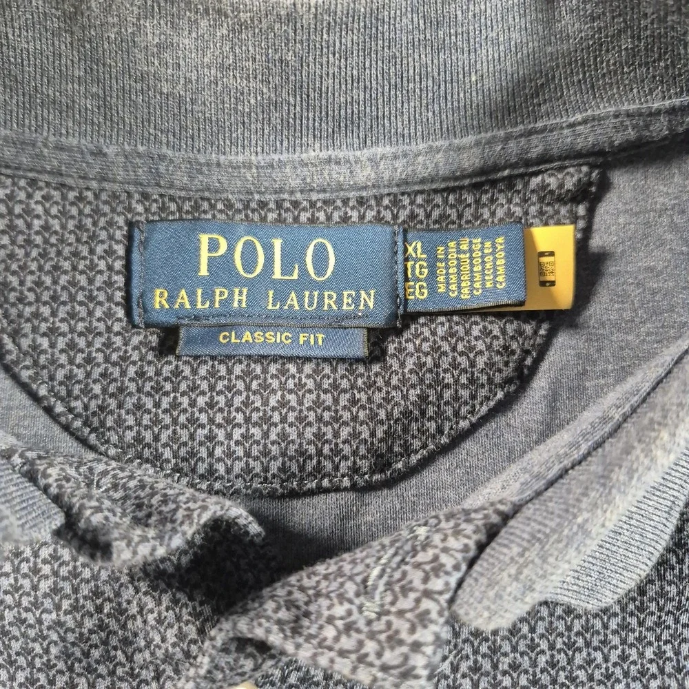 Polo Ralph Lauren Shirt Mens Size XL TG Blue Geometric Classic‎ Fit Cotton Golf